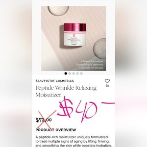 BeautyStat Peptide Wrinkle Relaxing Moisturizer - White and Pink